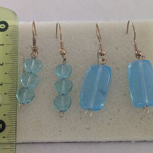 Blue Glass Bead Dangle Earrings - Women Jewelry Bundle Of 2